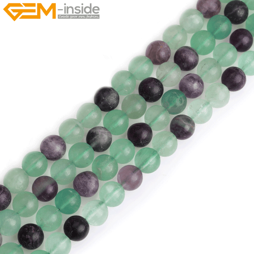 Natural Forested Round Chakras Beads Green Purple Fluorite Quartz Jewelry 15" - Picture 11 of 28