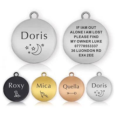 HOWSON LONDON Personalised Dog Tag Name ID Tag Pet Disc Both Sides Engraved for Dog Cat Puppy