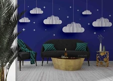 3D Clouds Stars Cut-outs Self-adhesive Removable Wallpaper Murals 2