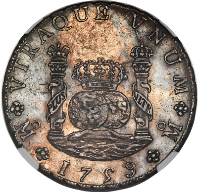 Mexico: Ferdinand VI, 8 Reales 1759-Mo MM, NGC AU-58, Mexico City