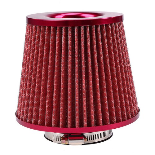 Red 3" 76mm Inlet Cold Intake Cone Replacement Mass Dry Air Filter BI - Picture 2 of 8