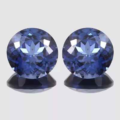 40 Ct Natural Blue Sapphire Ceylon Round Cut Certified Loose Gemstone Pair
