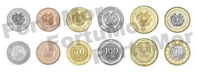 Armenia COIN 6 Pcs SET, 10 20 50 100 200 500 Dram 2003 2004, UNC, BIMETAL
