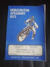 WORKINGTON vs Weymouth SPEEDWAY PROGRAMME 25/4/1975 (Fair Condition )