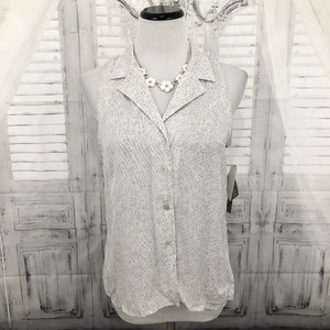 Jones NY Womens Sz 10 Gray Cream Silk Sleeveless Top Blouse Button Down Shirt B6 | eBay