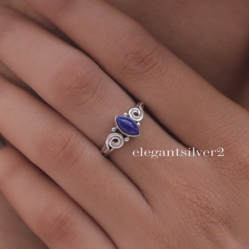 Lapis Lazuli  Ring 925 Sterling Silver September Birthstone Ring Dainty Jewelry