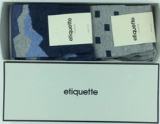 2x Etiquette Clothiers Mid Calf Men's Dress Socks In Seismic & Pixel One Size