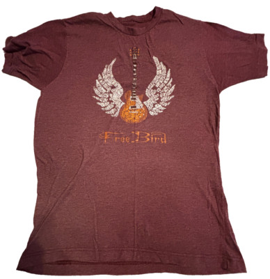 L.A. Pop Art Free Bird Maroon Soft T-Shirt Lynard Skynard Song Lyrics Men's M