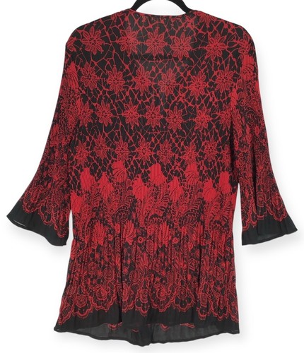 Cato Pleated Tunic Dress Women's 14/16W Black Red Boho Whimsigoth Festival - Picture 2 of 20