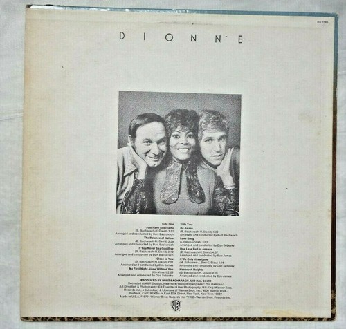 Dionne Warwick: Dionne 1972 Warner Brothers Records BS-2585 Pitman Pressing VG+ - Picture 2 of 12