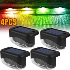4Pcs Outdoor Solar LED Deck Lights Waterproof Steps RGB Lamps for Stairs Fence