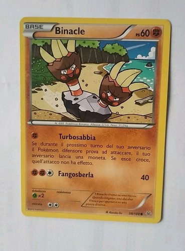 POKEMON KARTE BINACLE , 38/108, XY FLIEGENDE WUT - 2015 - GEBRAUCHT