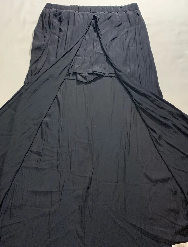 Ella Moss Talla M Negra Frente Abierto Transparente Falda Larga con Debajo Pantalones Cortos Foto 4 de 4