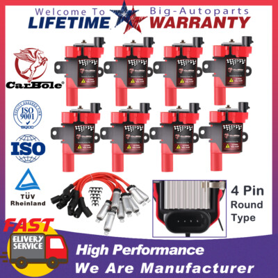 8 Round Ignition Coil & Spark Plug Pack For Chevy Silverado GMC LS1 LS3 UF262 US