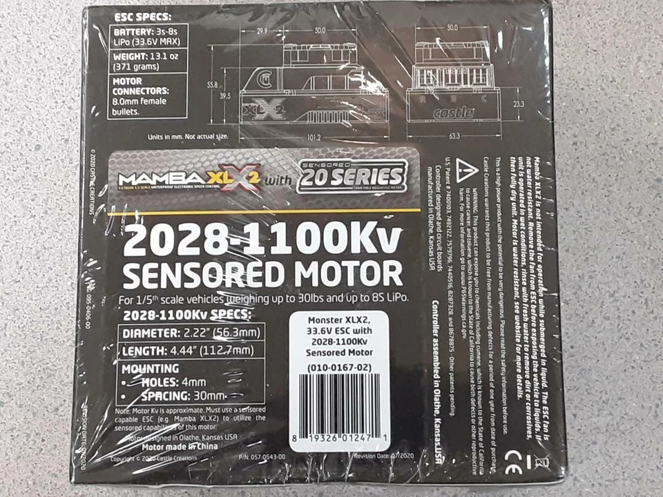 Castle Creations Mamba XLX 2 1/5 Sensored Brushless ESC/Motor Combo 1100Kv New!! - Image 4 of 4