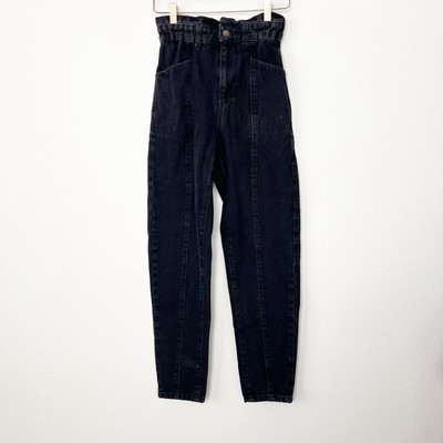 Mom Fit Zara Jean Droit Taille Haute Taille Haute Jeans Noir Femme