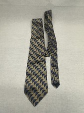 Geoffrey Beene Luxury Tie Gold Blue Woven Silk Necktie