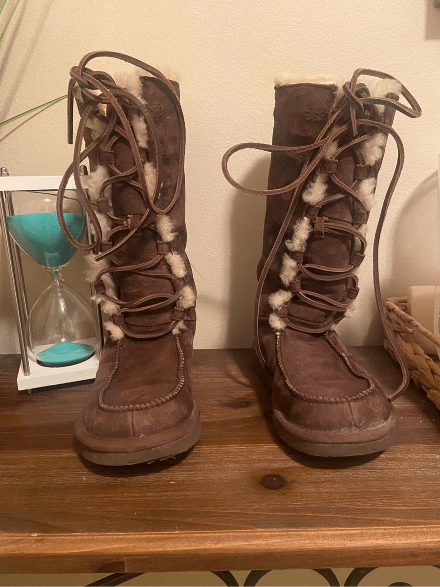 UGG Australia Brown Suede Whitley Lace Up Boots 5190 | eBay