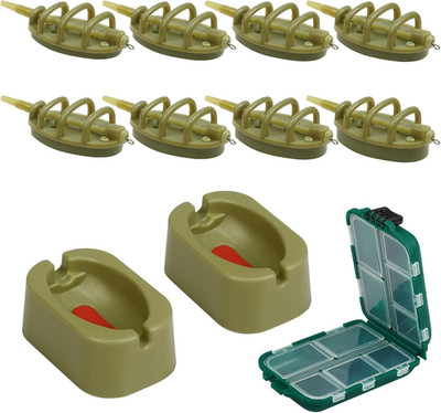 11-Piece Carp Fishing Set with Inline Method Feeder and Rubber Moulds