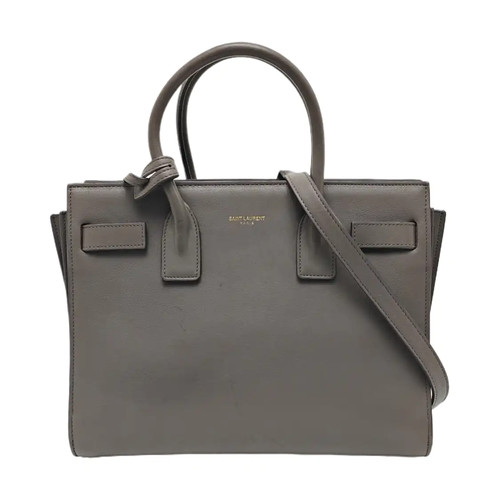 Yves Saint Laurent SAC DE JOUR Handbags Leather Grey Free Shipping | Duties Paid
