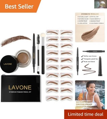 Perfect Brows in Minutes: Eyebrow Stamp Kit with Waterproof Pencil & Stencils