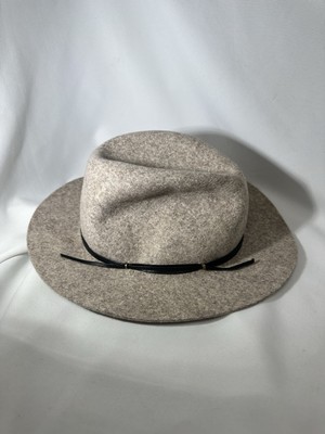 Hat Attack 100% Wool Travel Fold Hat Attack Cap Fedora Woman Beige Gray USA 5923