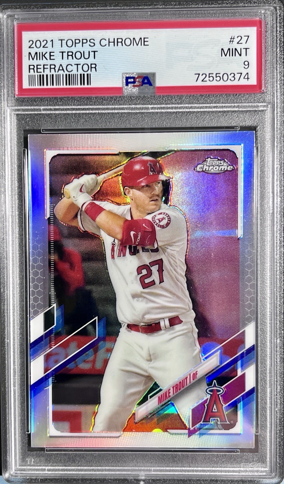 2021 Mike Trout Topps Chrome Refractor #27 PSA 9🔥