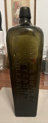 ANTIQUE 12   BOLL & DUNLOP ROTTERDAM HOLLAND Green Bottle