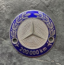 Vintage Late 80’s Mercedes Benz High Mileage Badge 200,000 km Blue & Silver