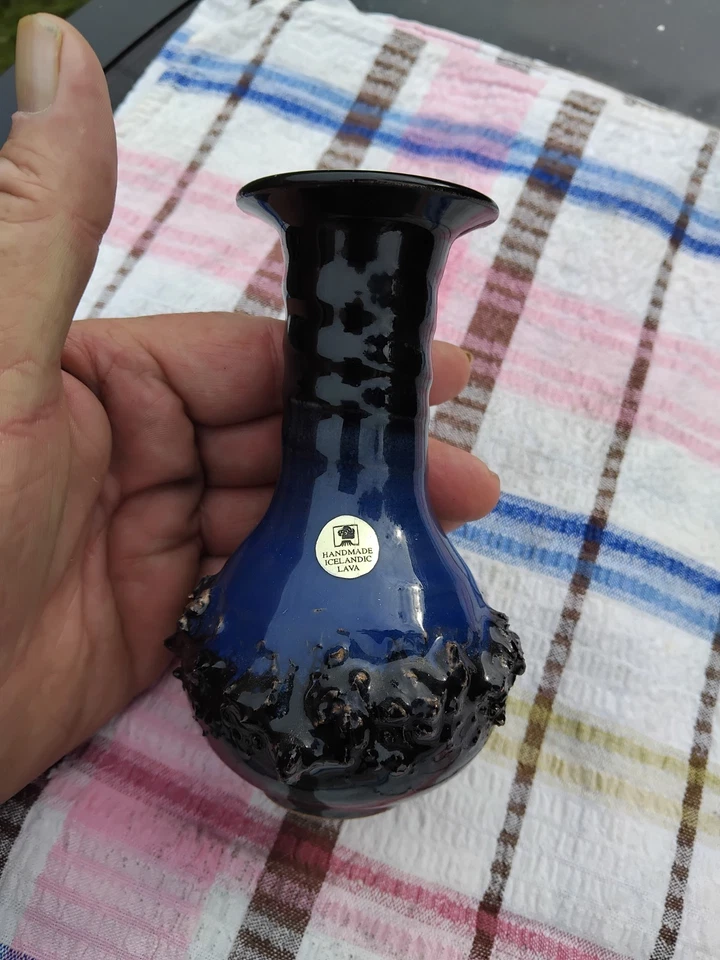 Vintage Gilt Studio Pottery Iceland Vase Kjartansson Lava Reykjavik Mid Century - Image 2 of 4