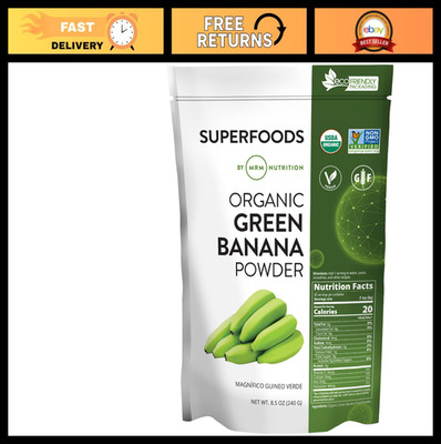 Organic Green Banana Powder Superfood - Prebiotic Fiber, Gluten-Free, Vegan, 40