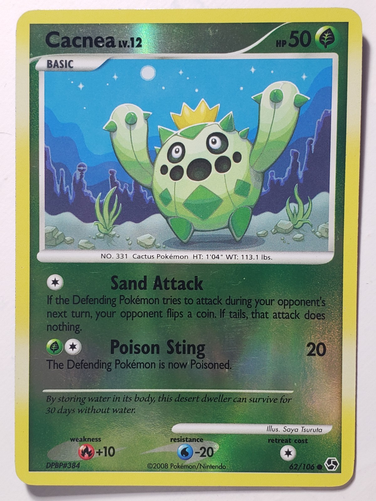 REVERSE HOLO Cacnea 62/106 LP /VLP Great Encounters Pokemon Card - Saya Tsuruta