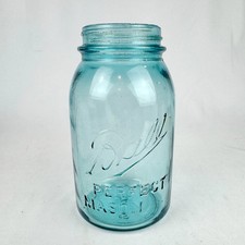 Vintage BLUE BALL Perfect Mason 1QT Canning Jar #10