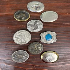 Vintage Lot of 9 Western Men s Belt Buckles Silver Gold Tones w/ Mixed Themes