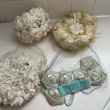 Vintage Floral Netting Hat Accessories Fascinators Lot of 4