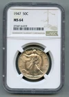 1947 Walking Liberty Silver Half Dollar NGC MS 64