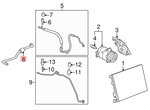 04-13 CHEVROLET CORVETTE C6 XLR AC EVAPORATOR THERMAL EXPANSION VALVE TUBE OEM