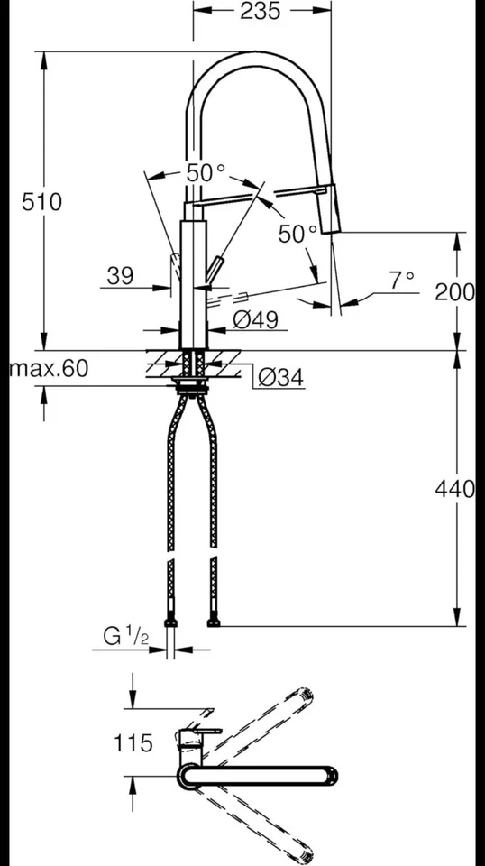 GROHE Feel Single-Lever Sink Mixer 1/2" Chrome 31853000 RRP £419 Ex Display  - Image 4 of 4