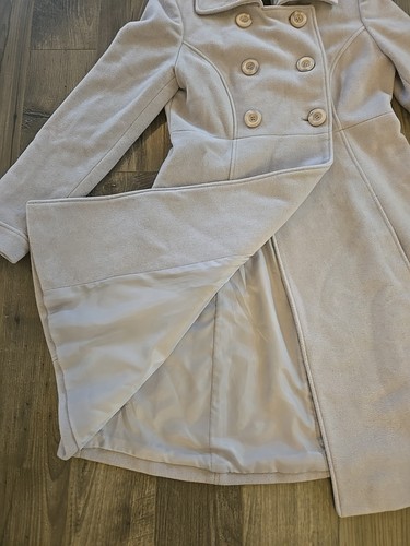 Via Spiga Womens Coat Sz 2 Gray Wool Double Breasted Long Peacoat Pockets - Picture 7 of 9
