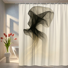 Elegant Black Shower Curtain with Flowing Design - Modern Home Decor