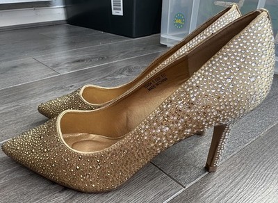 JD Williams gold silber glitzernde Partyschuhe Strass glitzernd UK Größe 5EEE Weite