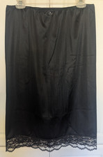 BLACK Nylon Tricot 2 LAYER SLIP  PANTY COMBO - 30-42 Waist  Slip Length 28"