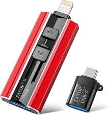 512GB Flash Drive Intended for iPhone iPad Android and Computers, 512GB, Red