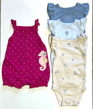 LOT Carters 100 Cotton ruffled sleeve Pastel Bodysuit Size 9 Months Mo  Romper