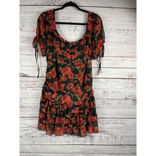 Fashion Nova Dress Women's 1X Arabella Floral Mini Ruffle Short Sleeve Plus