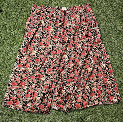 Vintage White Stag Womens Skirt Plus 24W Floral Colorful Button Pockets