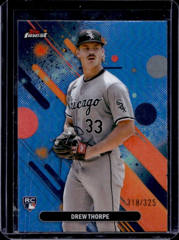 2025 Topps Finest Drew Thorpe Common RC Sky Blue Refractor #/325 White Sox