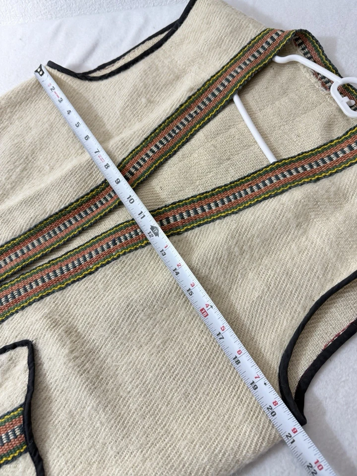 VTG Wool Blend Southwest Western Hippie Open Vest Sz S-M George Harrison Style - Image 3 of 4