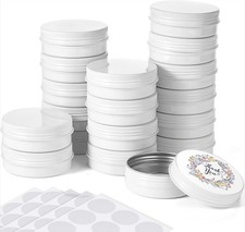 120 Pcs White 2 oz Metal Round Tins Sae Tins with Screw Lid Metal Jars