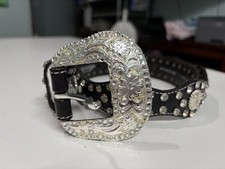 Nocona Western Scalloped Concho Rhinestone Studded Women Belt N3432001 Sz S